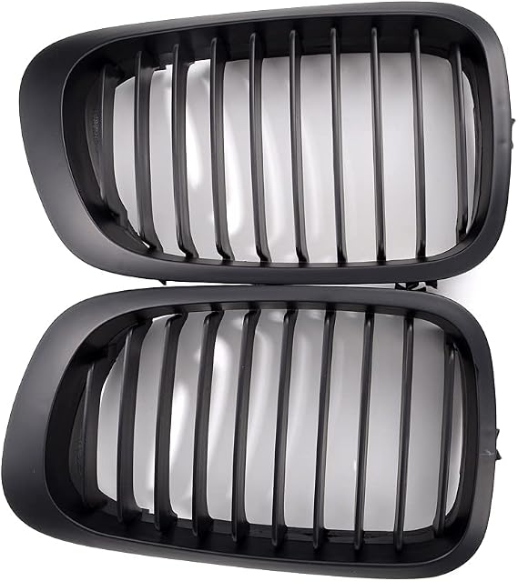 Matte Black Front Sport Kidney Grille Grill Compatible with 1999-2002 BMW E46 2-Door Coupe Cabriolet Pre-facelift (2pcs)