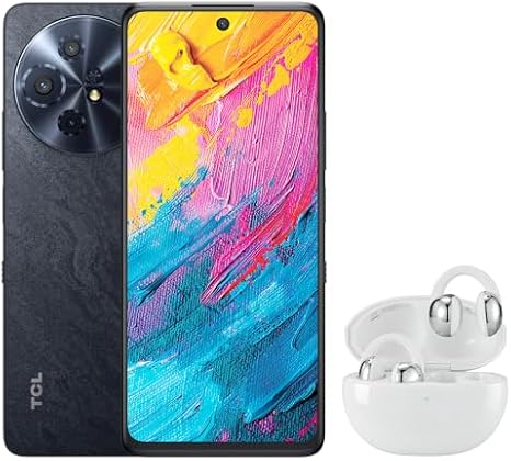 TCL 60 XE NXTPAPER 5G Unlocked Android Smartphone CrystalClip Open-Ear Clip-On Earbuds Bundle 6.8" 120Hz Paper-Like Display, 8GB+256GB, 5010mAh Battery, AI Features, 36H Playtime, IPX4