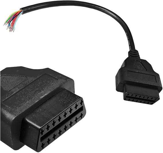 LAINLOY 16 Pins J1962 OBD OBD-II Female Connector to Open Plug Wire, 30cm/12 DIY Mobley USB Adapter, OBD Diagnostic Extension Replacement Cable OBDII Pigtail for Vehicle DIY (Female)