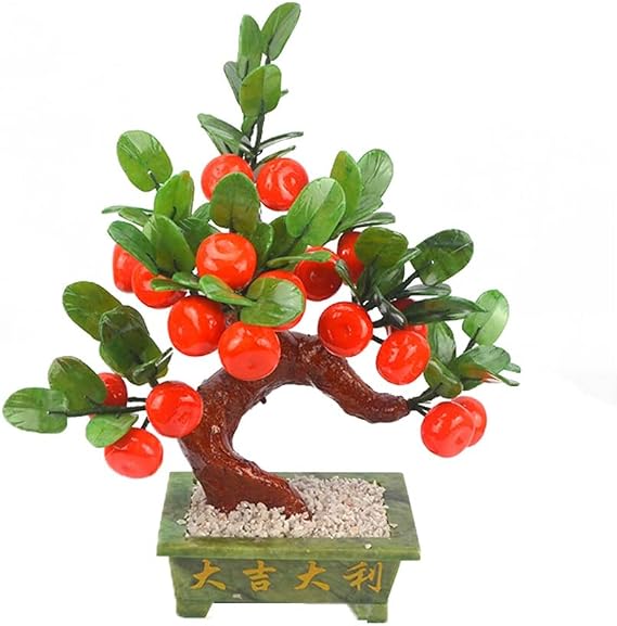 HNHYNSY Crystal Tree Jade Bonsai Orange Tree Auspicious Rich Tree Living Room Home Furnishing Decoration Lucky Meditation Decoration Creative Gift Life Tree (Size : A)