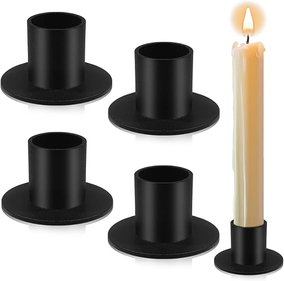 Candlestick Candle Holders Black Set of 4,Aongray Taper Candle Stand Iron Vintage Retro for Wedding Thanksgiving Christmas Advent Dinning Table Mantel Decoration Home