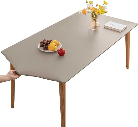 Rectangle Tablecloth, Fitted Tablecloth, Elastic Edged Tablecloth, Rectangle Table Cloth Cover, Waterproof Wipeable Oil-Proof Table Cloth Table Cover (Grey,80x80cm)