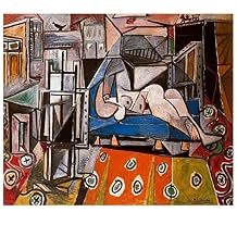 Canvas Oil Paintings Pablo Picasso Femme nue dans l'atelierWall Art Posters and Prints Canvas Wall Art Abstract Pictures for Living Room and Bedroom Home Decor(85x102cm)33x40inch,Unframed)
