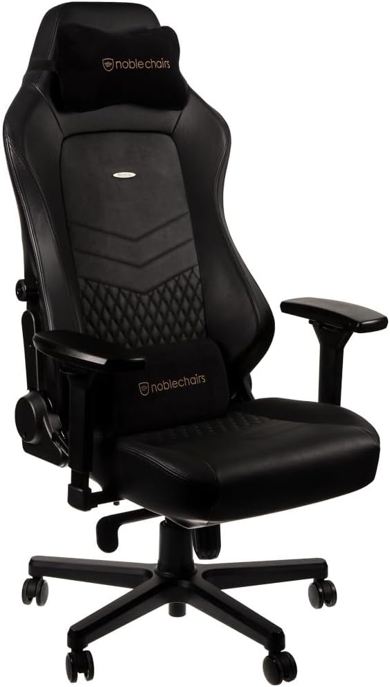 noblechairs HERO Gaming Chair - Office Chair - Desk Chair - Real Leather - Racing Seat Design - Black