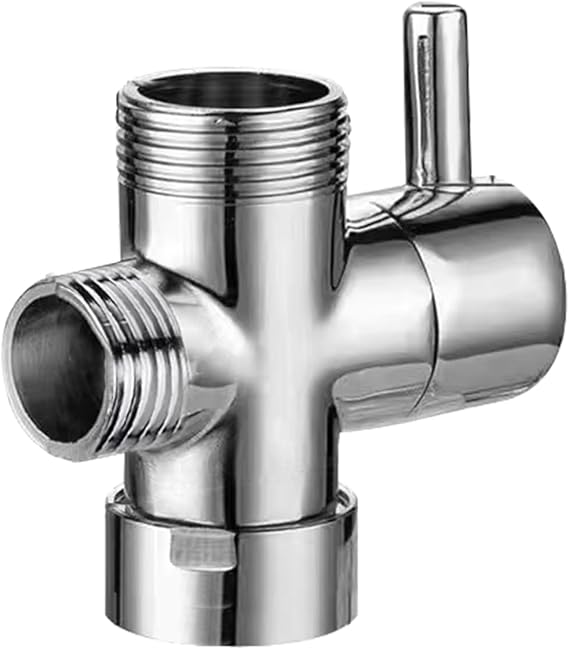 3 Way Shower Diverter Valve, Shower Arm Diverter Valve with Rubber Washer G1/2 Shower Splitter Chrome Brass T Adapter for Hand Held Showerhead Fixed Spray Head, Chrome