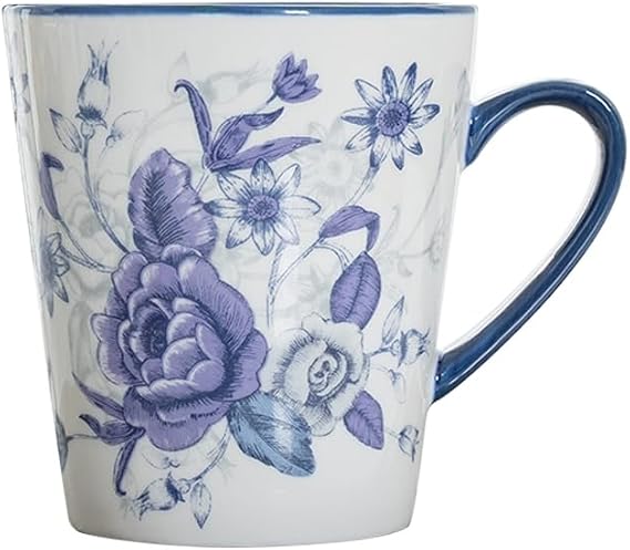 London Pottery Porcelain Afternoon Tea Sets, Cups & Saucer, with Teapot Sugar Pot Milk Jug, Dessert Stand for Wedding, Party (Blue Rose Mug-400ml/13.5 OZ)