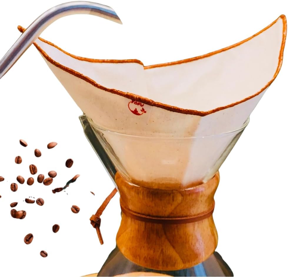 2 pieces Washable, Fabric Chemex Coffee Filter Unbleached 100% Raw Cotton, Organic, Ecological Filter Chemex C.2