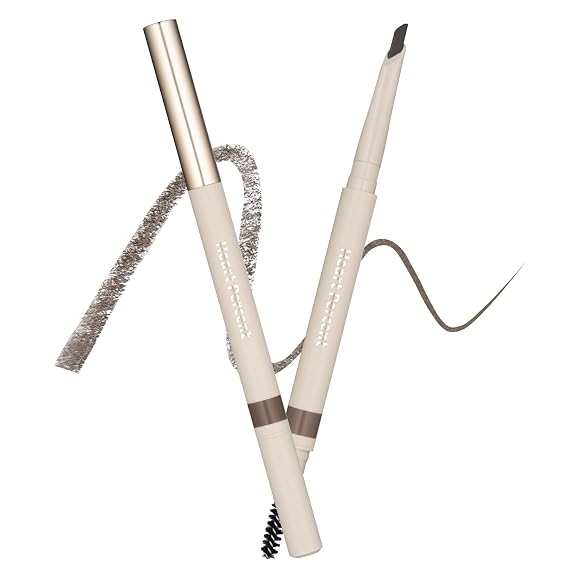 Heart Percent Dote On Mood Edge & Flat Eyebrow Pencil, Soft & Delicate Brow Retractable Definer w/Built-in Shaper and Spoolie, M1.Seal Brown