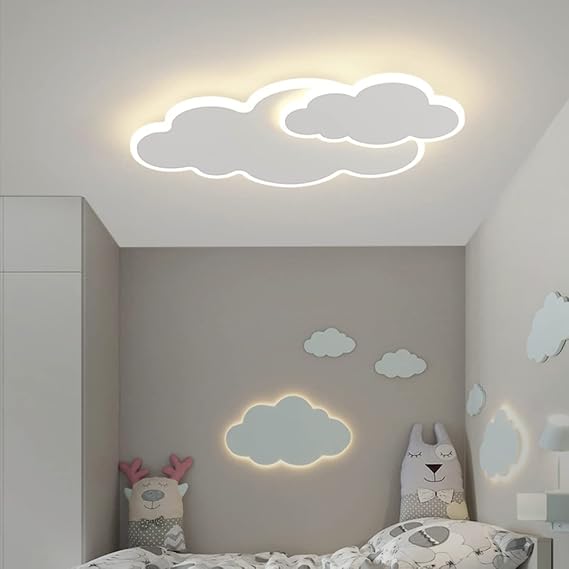 Cloud Ceiling Light 3D LED Cloud Ceiling Lamp with 2 Cloud, Chandelier for Children's Room Living Room, Boy, Girl Bedroom, Stepless Dimmable, 30W