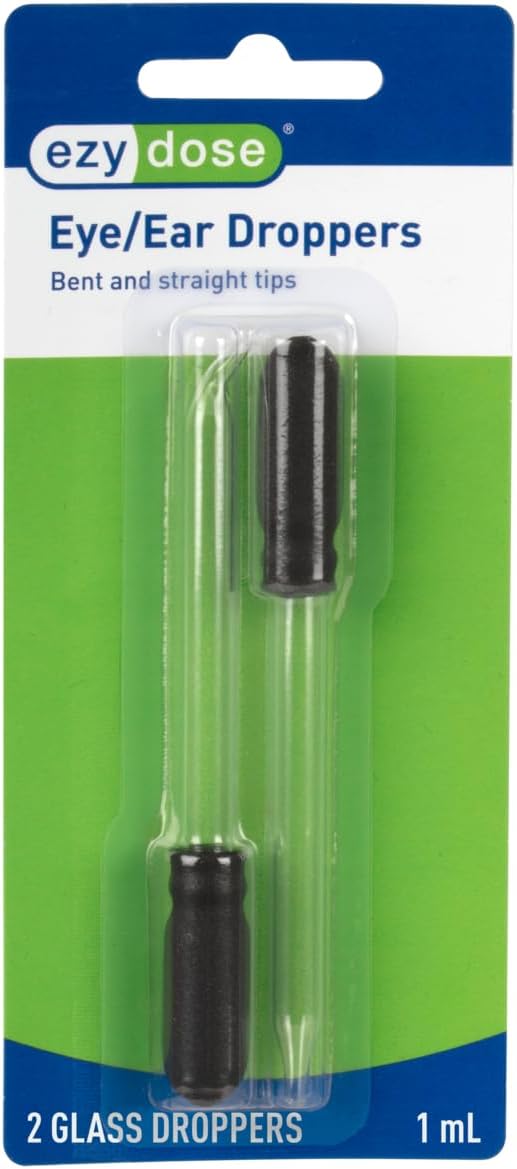 Ezy Dose Ear & Eye Medicine Dropper, 1mL Glass, Straight & Bent Tips