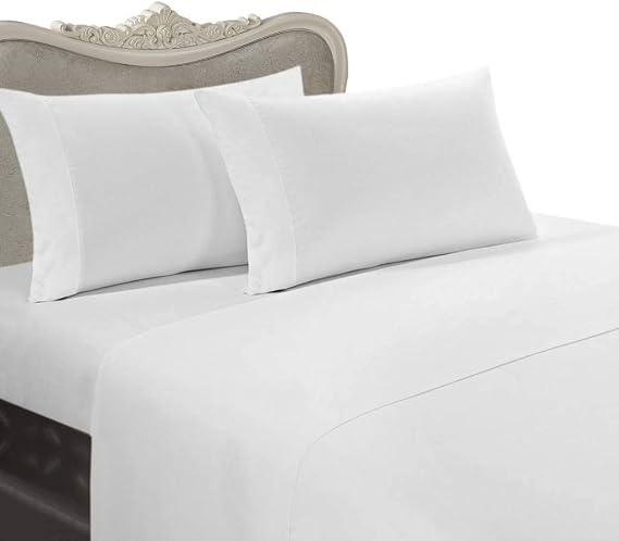 Luxurious 300-Thread-Count Egyptian Cotton 4pc Bed Sheet Set, Twin, White Solid