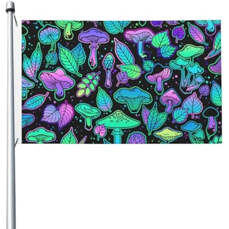 Various Bright Mushrooms Plant Leaves Garden Flag Vertical Double-Sided Flags 3x5 Ft Banner For Party Wall Hanging Yard Indoor Outdoor Decoration
