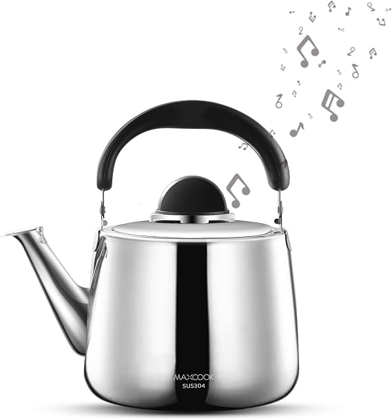 6 Quart Whistling Tea Kettle, 18/8 Stainless Steel Large Stovetop Kettle for Gas Stove Induction