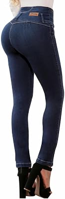 ARANZA Colombian Jeans Pantalones Colombianos Levanta Cola Butt Lifting Straight High Waist Blue