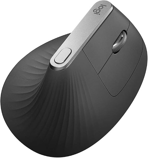 Logitech Wireless Mouse, MXV1s MX Vertical Advanced Ergonomic Mouse, Unifying, Bluetooth, Fast Charging, Flow Compatible, 6 Buttons, Wireless, Compatible with Windows, Mac, iPad OS, Graphite, Genuine