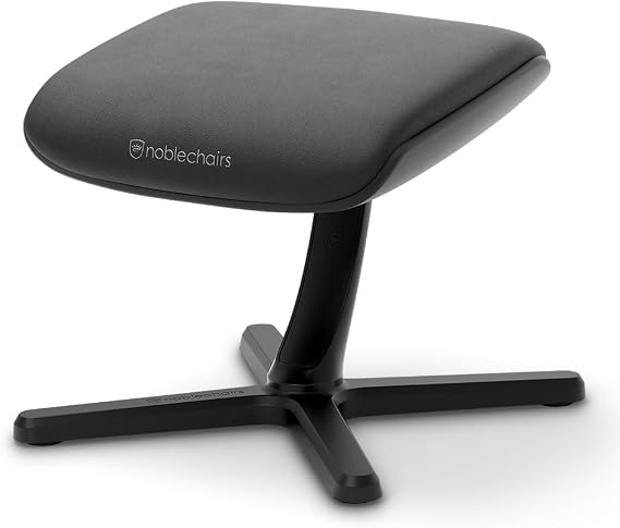 noblechairs Footrest V2.0, Black Edition Vinyl, 45-Degree Tilt | Ergonomic footrest for gaming and office chair, 45-degree tilt, rocking function, premium cover