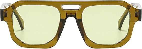 Retro Double Bridges Women Polygon Square Sunglasses Fashion Blue Purple Men Shades UV400 Sun Glasses