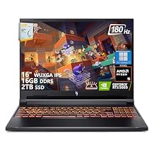 acer Nitro V 16 AI Gaming Laptop | 16" WUXGA IPS 180Hz | AMD Hexa-Core Ryzen 5 240 | 16GB DDR5 2TB SSD | GeForce RTX 5050 8GB DLSS4 (Up to 440 AI Tops) | Backlit Keyboard Win11 Pro w/DLCA Accessory