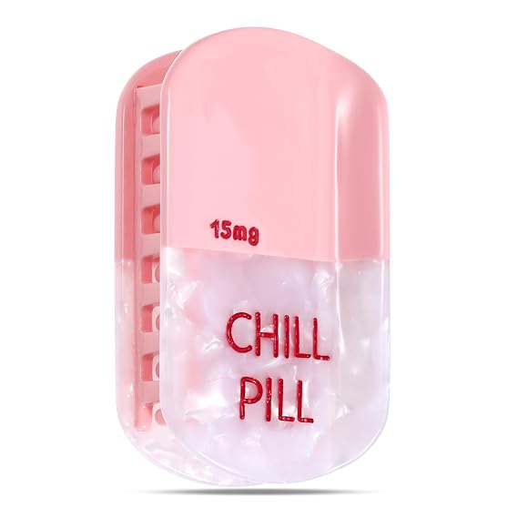 Ptwola Chill Pill Hair Claw Pink, Pharmacy Hair Clip Small Hair Barrettes