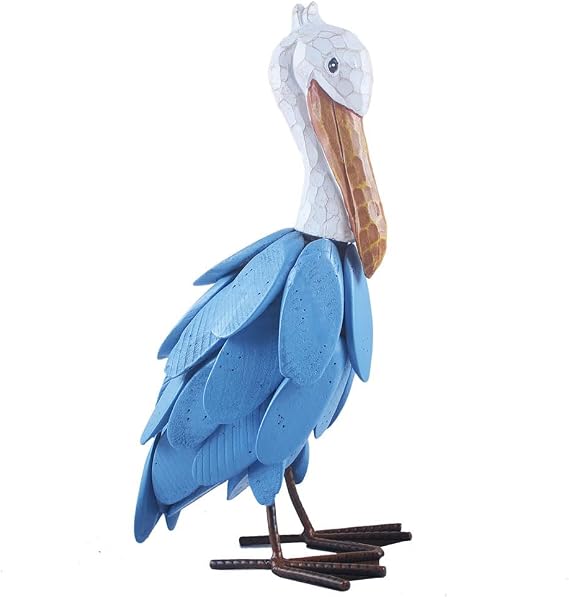 Pelican Statue Bird Sculpture Ornaments Wood Metal Crane Figurines Table Top for Living Room Bedroom Office Decoration...