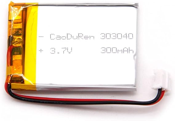 MSDS Verified Part Number: 303040, Rechargeable 3.7V 300mAh Li Lipo Lithium Polymer Ion Battery Pack with 2 Pin 2.0mm JST Connector