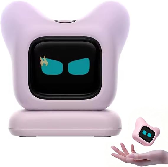 AI Desktop Robot Companion Powered, Smart Voice Chat Electronic Pet with Dynamic Emotions, Creative Intelligent Interactive Tech Gadget for Home & Office Desk, Cute Tech Gift(Pink)