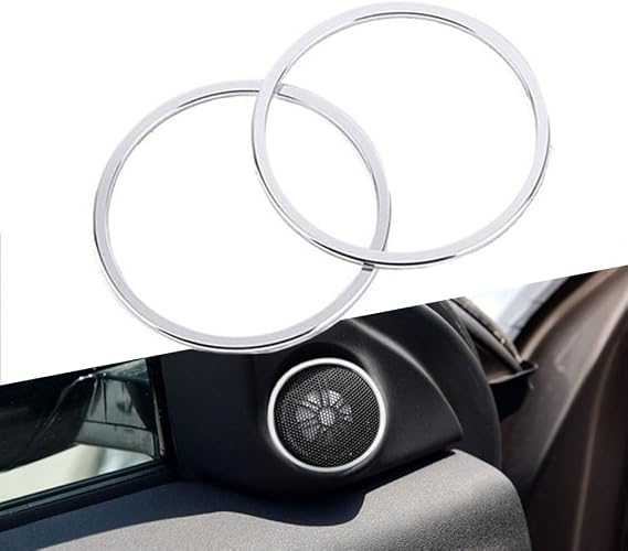Car Door Audio Speaker Frame Cover Ring Trim Sticker Compatible with Land Rover Range Evoque Convertible Ember Edition 2013-2017(Silver)