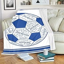 Custom Blankets Personalized Football Blankets with Name Customized Blue Football Blankets for Boys Kids 30" x 40"