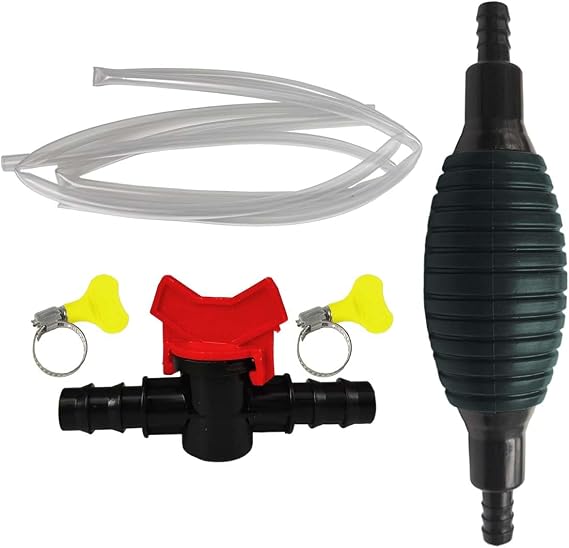 Manual Fuel Transfer Pump with 9.8 Ft Siphon Hose - Multifunction Liquid Sucker Pump Portable Hand Siphon Pumps Kit - Manual Water Pumps with Control Valve for Gasoline Oil Diesel Petrol Liquid