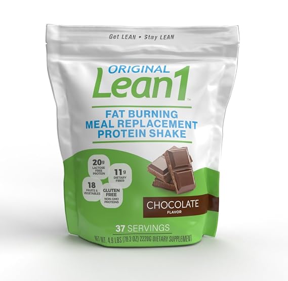 Lean1 Chocolate, Meal Replacement Protein Shake, 37 Servings in a 5lb Bag