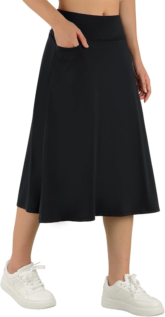 ANIVIVO Women 28" Long Skorts with Pockets Midi Athletic Skirt | Modest Skirt, Built-In Shorts, High Waisted, Lightweight & Comfortable, Golf, Outdoor, Travel,Casual