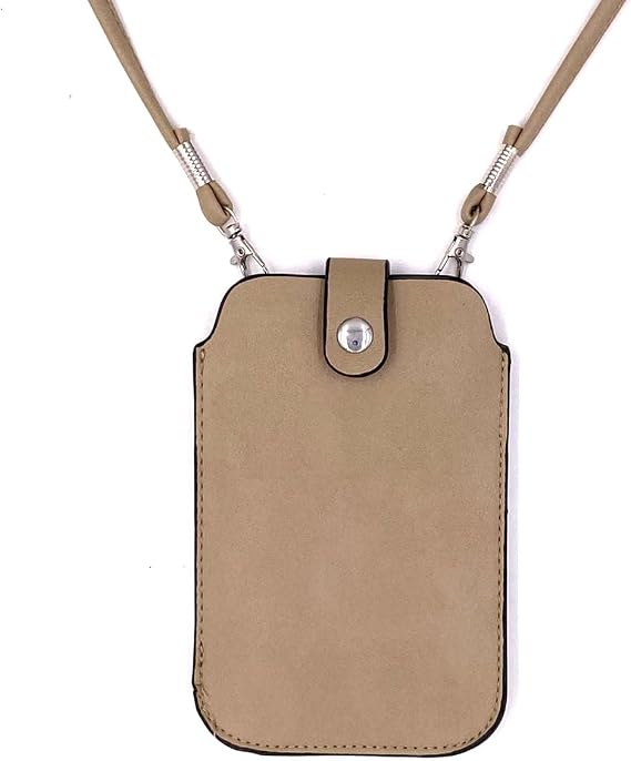 Leather Neck Pouch for Phone (Style 2) - Khaki