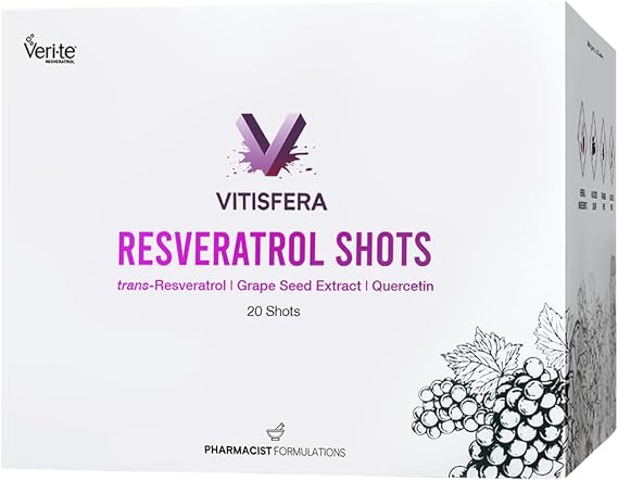 Vitisfera Resveratrol Shot – 200 mg Trans Resveratrol (Veri-te®) - 100mg Üzüm Çekirdeği Ekstresi - 50mg Quercetin – 20 Flakon - Orman Meyveleri Aromalı