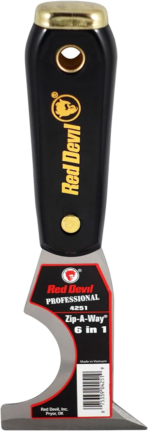 RED Devil 4251 6-in-1 Painters Tool: Scraper, Putty Knife, Roll Cleaner, Nail Setter, Gouger, Spreader, Open Paint Cans