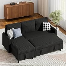 Sofa Bed Couch Sectiona Sofa 4-in-1 Multifunctional Pull-Out Couch Sleeper Sofa Couch with Storage Chaise, Pullout Sectional Couches for Living Room/Office/Apartment,Black
