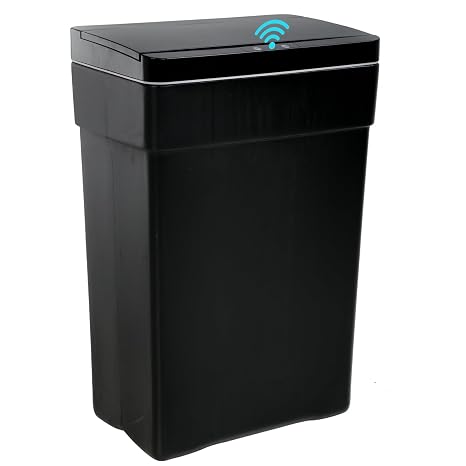 BLKMTY 13 Gallon Plastic Trash Can with Lid, Black, 50 Liters