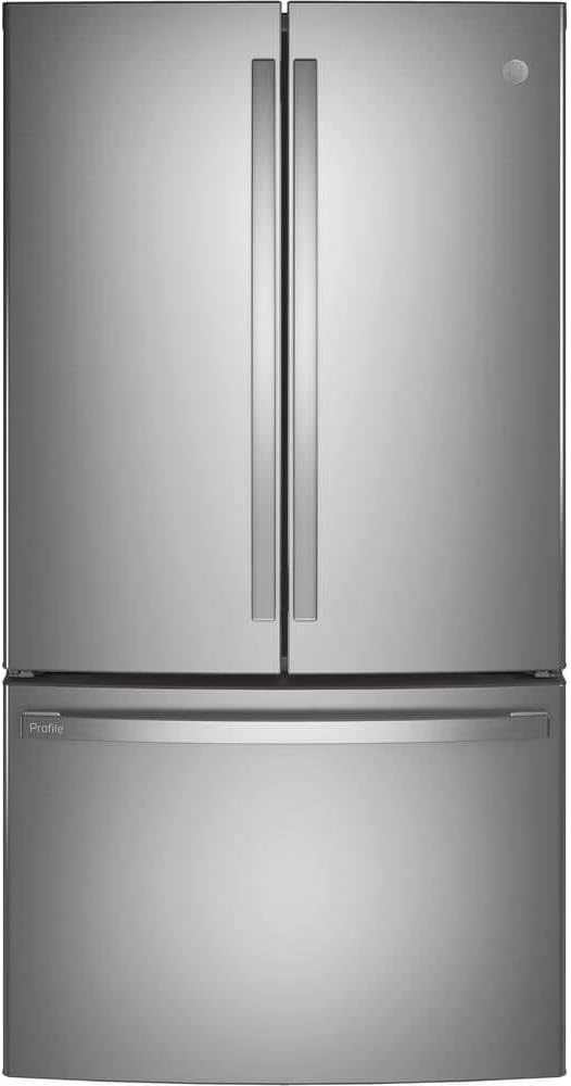 GE Profile 36 Counter Depth French Door Refrigerator with 23.1 cu. ft. Capacity Internal Water Dispenser TwinChill Evaporator and Showcase LED Lighting in Fingerprint Resistant