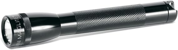 MagLite Mini LED 2-Cell AA Flashlight High-Powered Compact LED Light with Multi-Mode Function, Water-Resistant Aluminum Build, Adjustable Beam, Includes Batteries & Holster Black