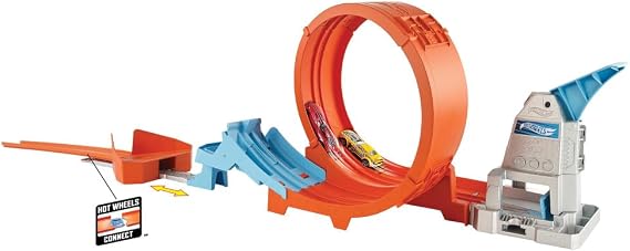 Hot Wheels Loop Stunt Champion Track Set with Dual-Track Loop, Dual Launch, Spring Ramp & 1 Hot Wheels Car for Kids 4 Years Old & Older, GTV13