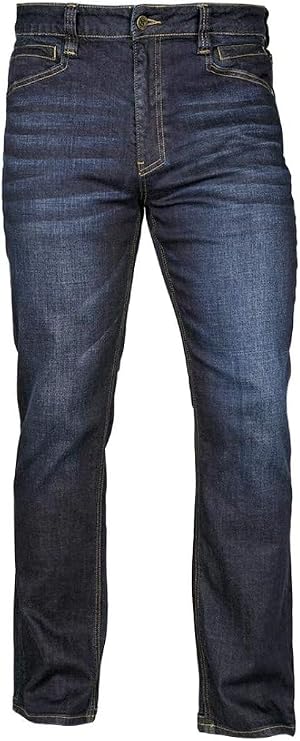 LA Police Gear LAPG Men's Terrain Flex Jeans | Durable Stretch Tactical Denim Pants, Dark Wash Finish & Functional Multi-Pocket Design