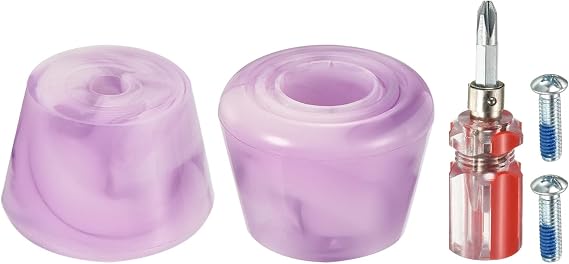PATIKIL Roller Skate Toe Stops with Screwdriver, 1 Pair 82A Rubber Brake Stoppers Block for Roller Skate Accessories Replacement, Mixed Purple White