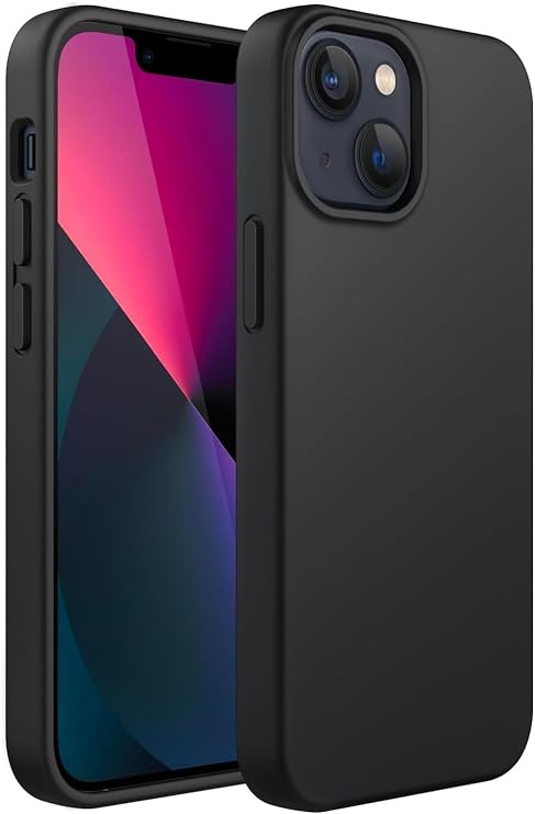 MADNOVA iPhone 13/14 İLe Uyumlu Lansman Kılıf İnce Sıvı Silikon 3 Katmanlı Tam Kaplamalı Yumuşak Jel Kauçuk Telefon Kılıfı (siyah)