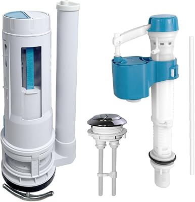 2-Inch Dual Flush Valve Replacement Kit for One-Piece Toilets - Includes 10 Tall Flush Valve, 1.9 Threaded Button, Fill Valve - Fits 12-17 Tall Tanks with 2.56-2.76 Drain Holes