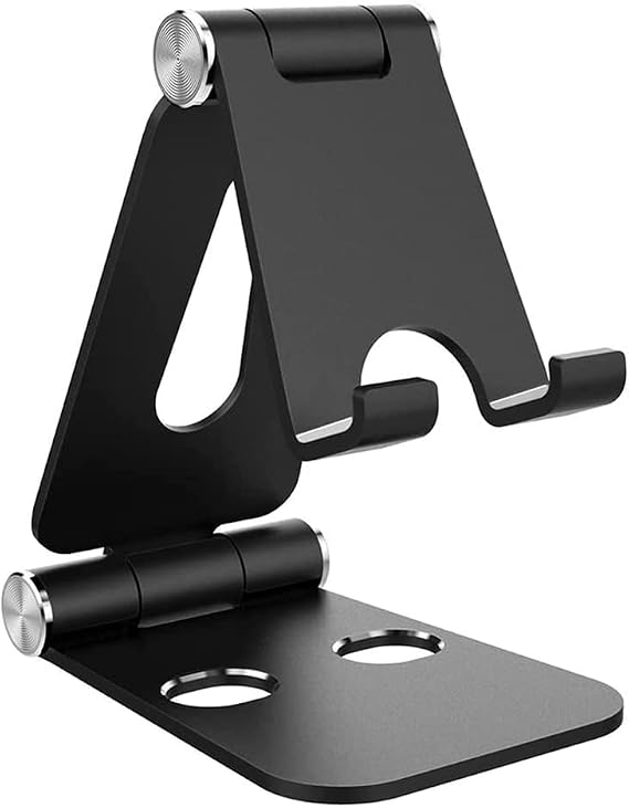 Coverzone Tok Alüminyum Stand Çok İşlevli Döner Tablet PC Akıllı Telefon Standı Mini Boy Masaüstü Stand Katlanabilir Cep Telefonu Evrensel Telefon Tutucu L9688 Siyah