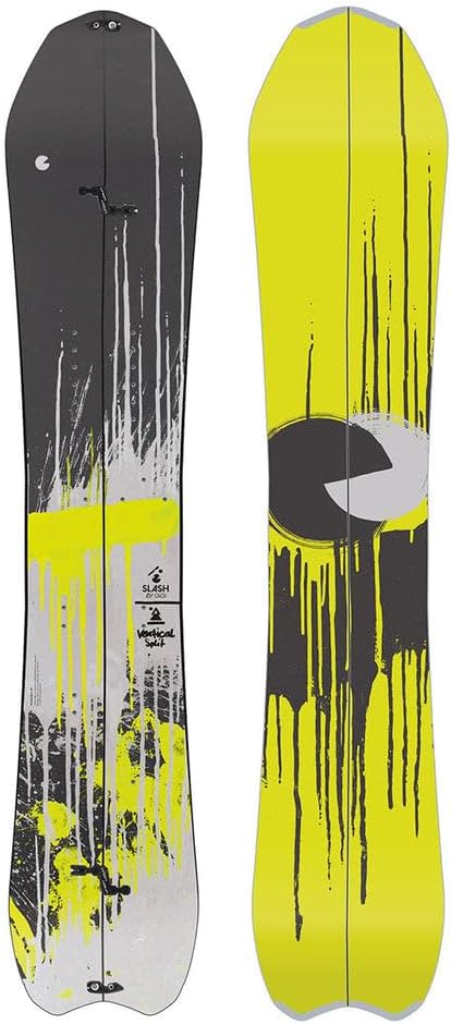 Slash by Gigi, Vertical Split Snowboard, Camber, Landing Strip, Tri-Ax Fiberglass, Woodcore, Sintered Base, Diamond Stone Finish, Progressive Sidecut, Traction, Tapered, S-Line Splits, Steel Edges