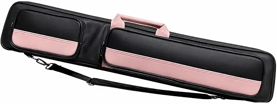 Black Pink Deri Bilardo Istaka Çantası - 4 Dip ve 8 Şaft Taşıma Kapasitesi