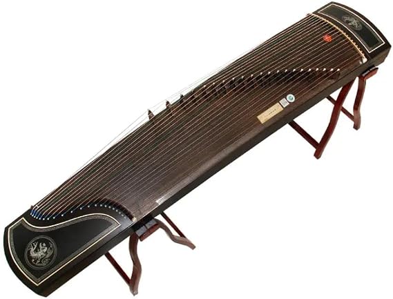 LANDTOM High Level Dragon and Phoenix Solid Ebony with Inlay silver silk Guzheng (163cm) for professional performance(N0.8803)