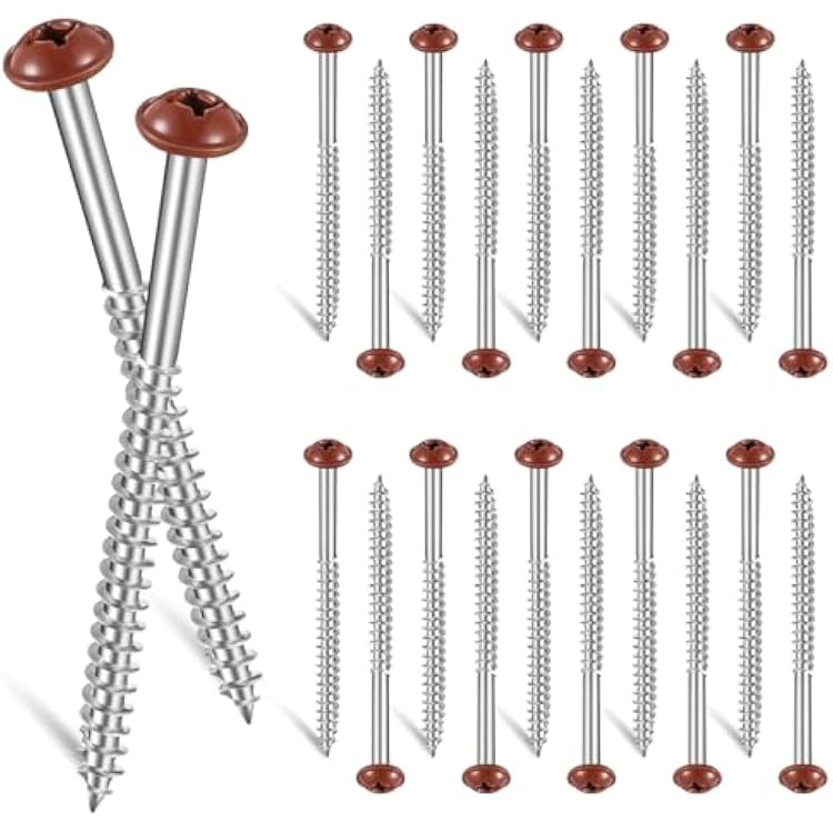 Jetec 24 Pcs Vinyl Shutter Fasteners 3 Inch Painted Screws for Vinyl Shutters Metal Carbon Steel Screws for Outside Windows WoodBrownish Red