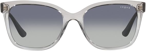 Vogue Eyewear Woman Sunglasses Transparent Grey Frame, Grey Gradient Dark Blue Lenses, 54MM