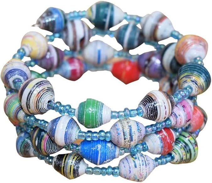 Tembo Crafts Africa - Handmade Paper Beads Bracelet for Women, Multicolored